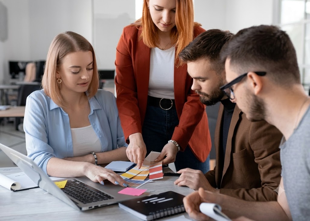 Development team working together